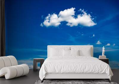 White heap clouds in the blue sky.. Wall mural