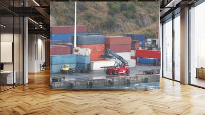 freight on dock Wall mural