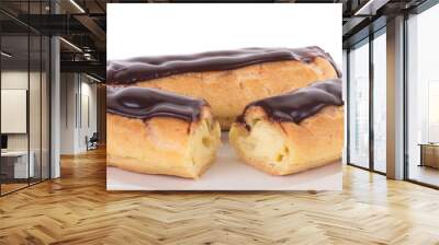 Two Eclairs on White Plate Wall mural