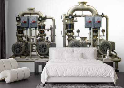 Two Industrial Pumps on White Wall mural