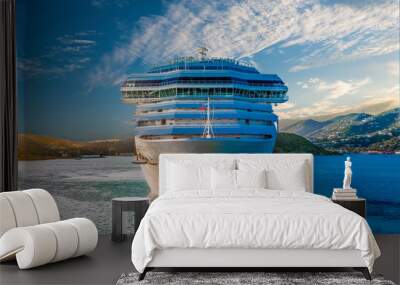 White Cruise Ship from Front Wall mural