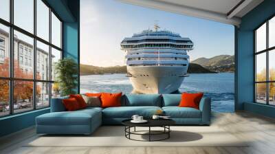 White Cruise Ship from Front Wall mural