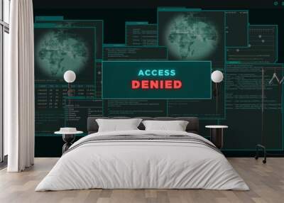 Access Denied - HUD or vitual interface of hacker trying to hack a server Wall mural