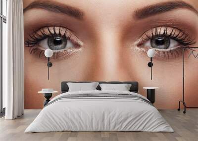 close up eyes with perfect make up Wall mural