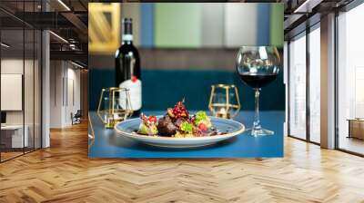 Fine cuisine in luxury lounge . Breast duck with red wine Wall mural