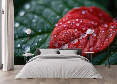 water drops on leaf Wall mural