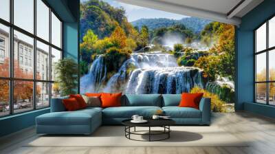 Krka National Park, Croatia. A view of the waterfalls Wall mural