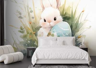 easter bunny with easter eggs Wall mural