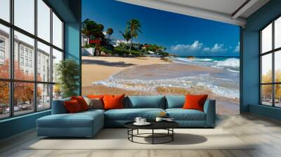 tropical beach panorama Anguilla island Caribbean sea Wall mural