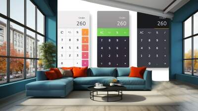 Smartphone calculator app interface. Mobile calculator design screen concept for device. Wall mural