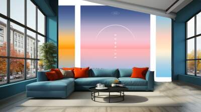 Beautiful sunrise or sunset in ocean. Gradient summer sea background set. color abstract background for app, web design, webpage, banner, greeting card. Modern style, Trendy vector illustration. Wall mural