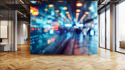 Futuristic Tech Hub in Motion: A Vibrant Blurred Cityscape Wall mural