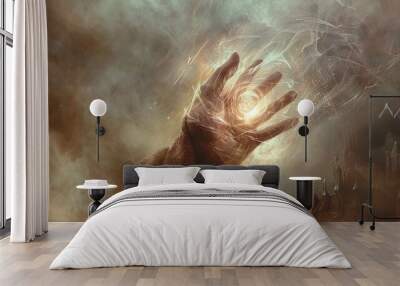 Mystical Energy Source Emanating from Hand Wall mural