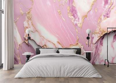 Pink gold marble texture tile. Abstract stone tile background Wall mural