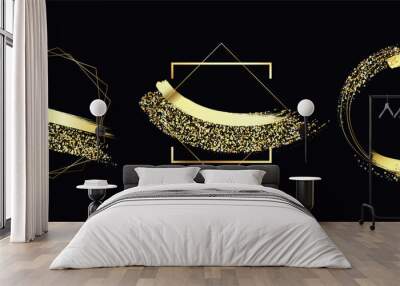 Luxury golden glitter frame collection Wall mural