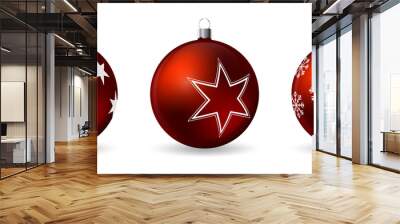 Set of 3d Christmas balls with decorative winter ornament Wall mural