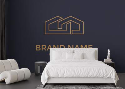 Simple line house icon. Logo Design Template. Wall mural