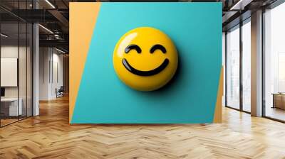 Simplified Joy: Minimalist Smiley Face in Flat Design Wall mural