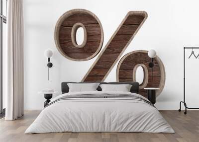 percent sign made of recycled wood planks, nice for sustainable and ecological products or diy sales Wall mural