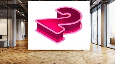 Top view 3D number 2 in metallic magenta. Isometric 3D rendering typography suitable for poster, web, advertising and modern design projects. Wall mural