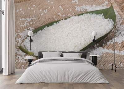 rice grain in a green leaf on the table Wall mural