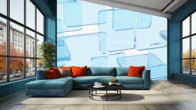 background glass geometric shapes 3d render Wall mural