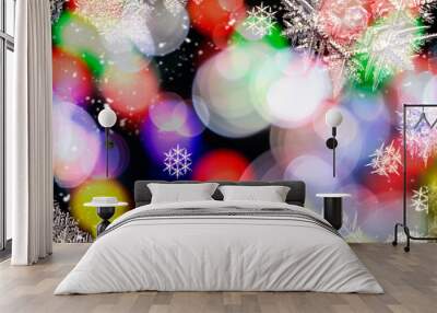 christmas bokeh background with snowflakes Wall mural