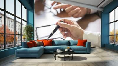 closeup of hands with financial charts at business meeting in the office Wall mural