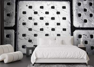 metal tiles grey iron background Wall mural