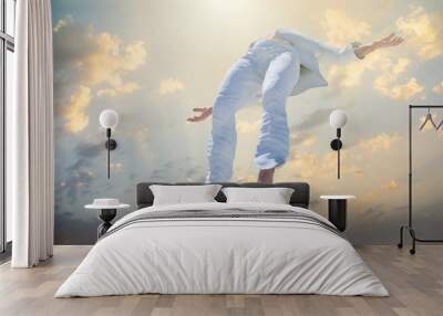 Soul Ascension. Ghost of a man taken up into heaven. Afterlife,   meditation and dream concept 3d render Wall mural