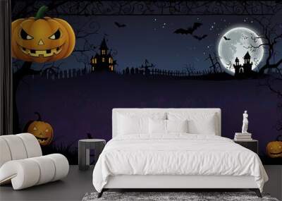 Halloween element and background template illustration Wall mural