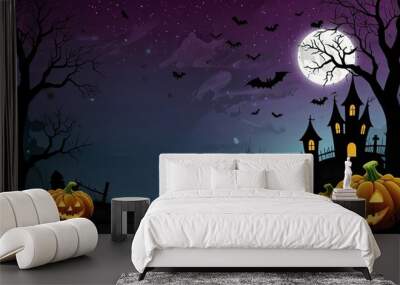 Halloween element and background template illustration Wall mural