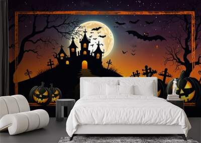 Halloween element and background template illustration Wall mural