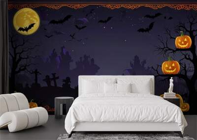 Halloween element and background template illustration Wall mural