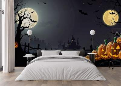 Halloween element and background template illustration Wall mural