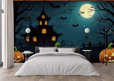 Halloween element and background template illustration Wall mural