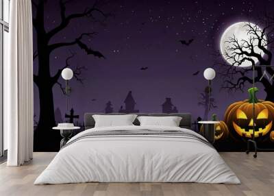 Halloween element and background template illustration Wall mural