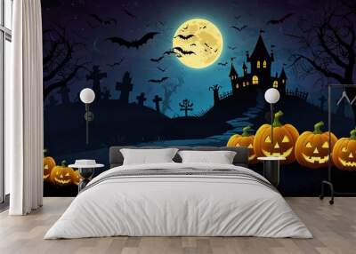 Halloween element and background template illustration Wall mural