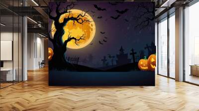 Halloween element and background template illustration Wall mural