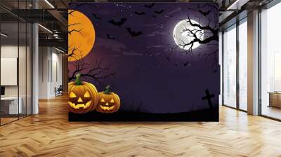 Halloween element and background template illustration Wall mural