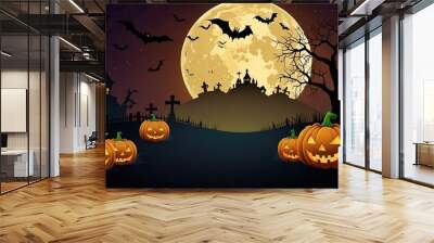 Halloween element and background template illustration Wall mural