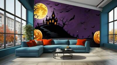 Halloween element and background template illustration Wall mural