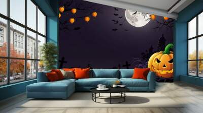 Halloween element and background template illustration Wall mural