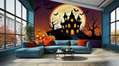 Halloween element and background template illustration Wall mural