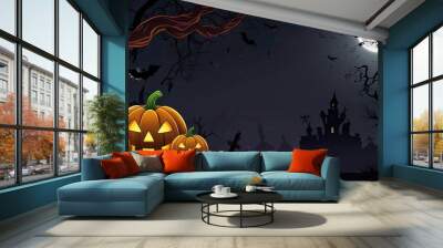 Halloween element and background template illustration Wall mural