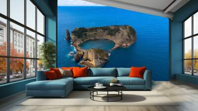 Aerial view of the Islet of Vila Franca do Campo, Azores islands, Portugal. Wall mural