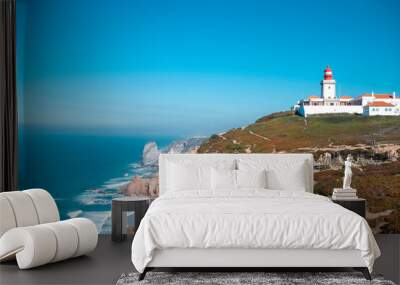 View of the Cabo da Roca Lighthouse. Sintra, Portugal. Wall mural