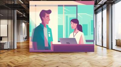 The doctor and a patient are in the hospital Wall mural