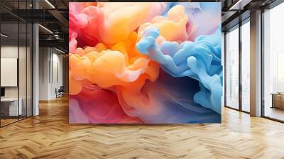 A vibrant abstract composition featuring swirling colors and fluid shapes. Wall mural