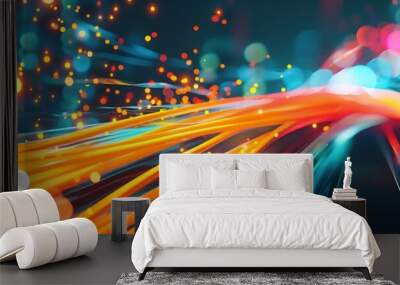 High speed optical cable, fast data broadband transfer, fiber connection abstract tech background Wall mural